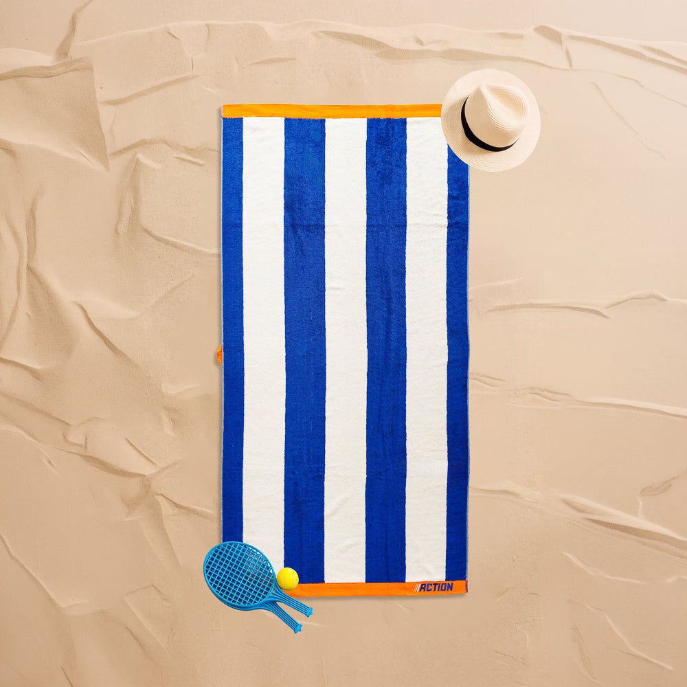 Cotton Collection Action Beach Towel Blue Stripe