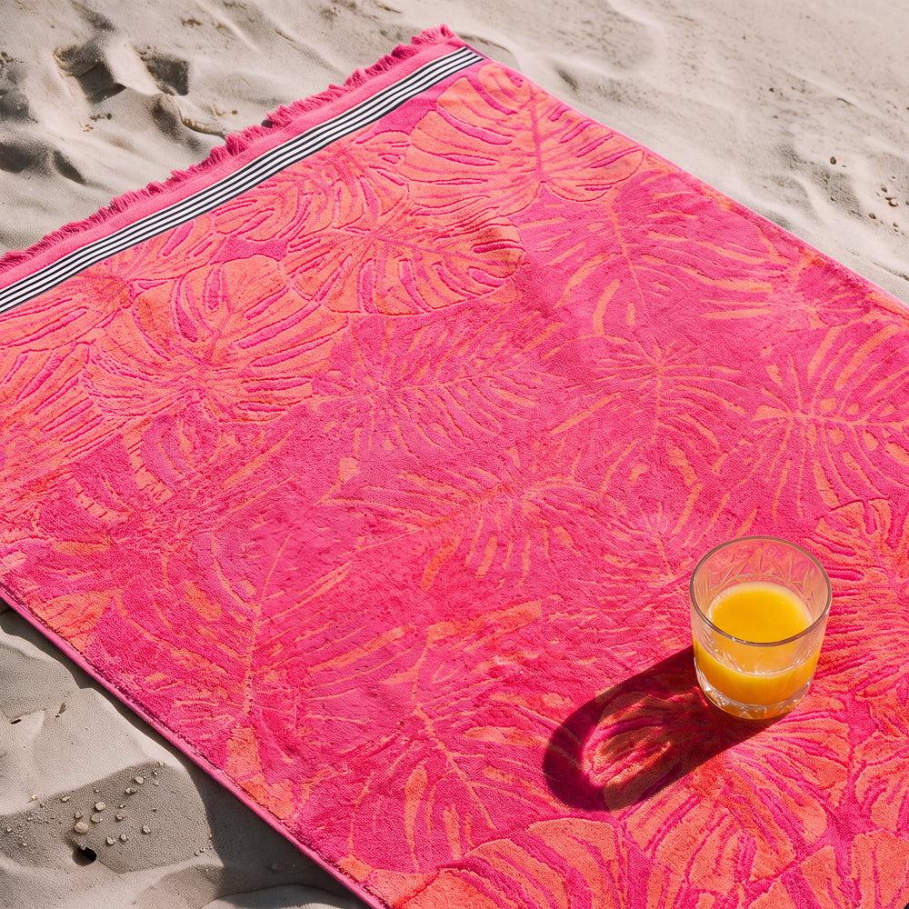 Cotton Collection Jacquard Beach Towel Fushia
