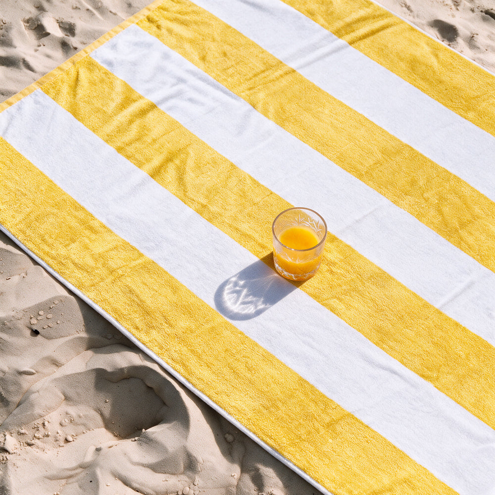 Cotton Collection Jacquard Beach Towel Mustard Stripe