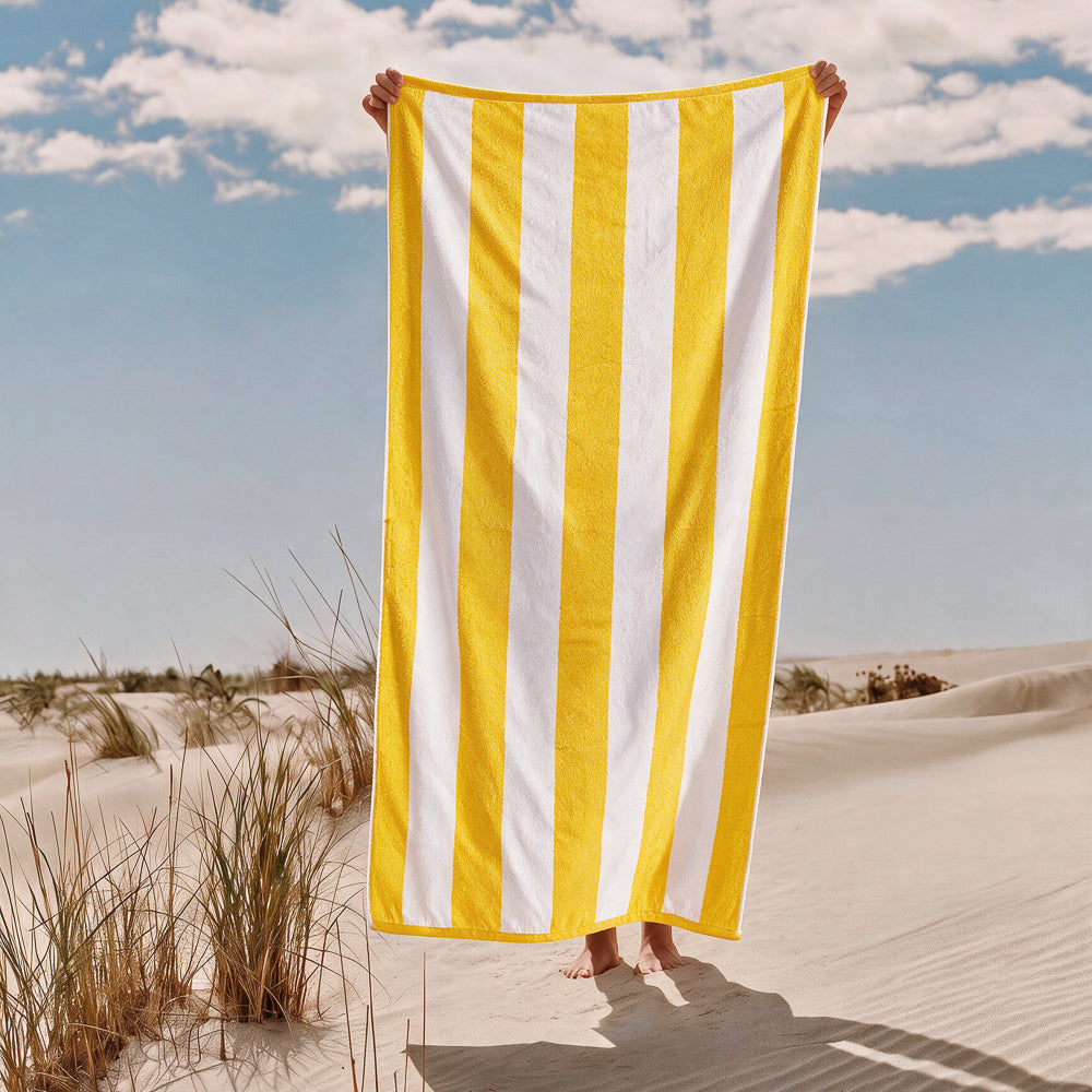 Cotton Collection Jacquard Beach Towel Mustard Stripe