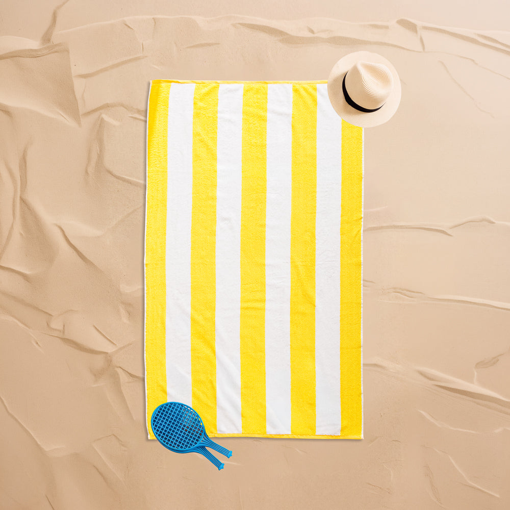 Cotton Collection Jacquard Beach Towel Mustard Stripe