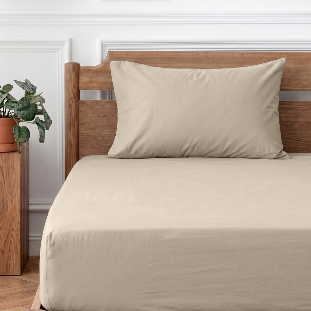 Easy Care 144 Thread Count Polycotton Pillowcase Stone