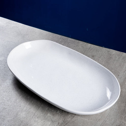 Ecology Speckle Milk Oval Shallow Bowl