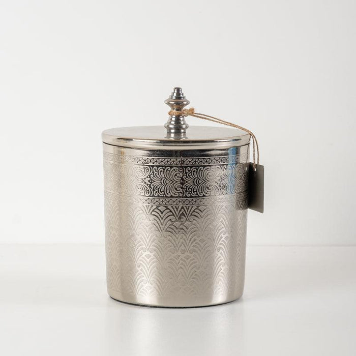 Embossed Coffee Canister - Silver