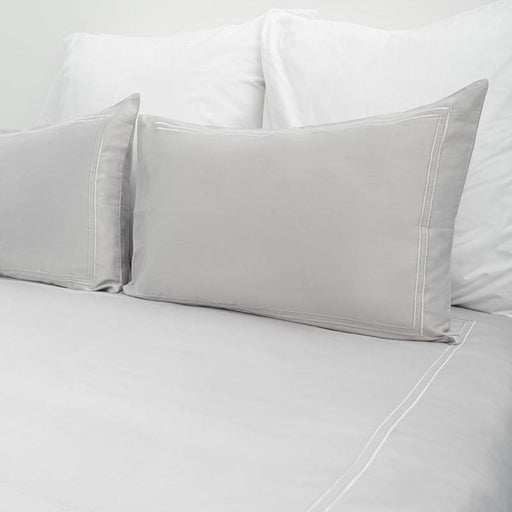 Exclusive Collection 1000 Thread Count Cotton Rich Two Line Satin Stitch Duvet Cover Set - Silver