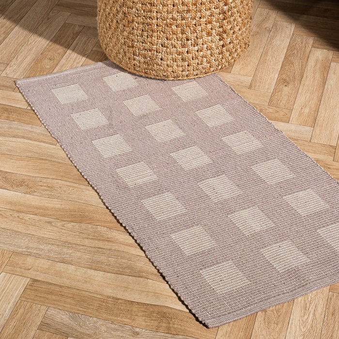 Full Box Pattern Rug Beige (60 x 120cm)