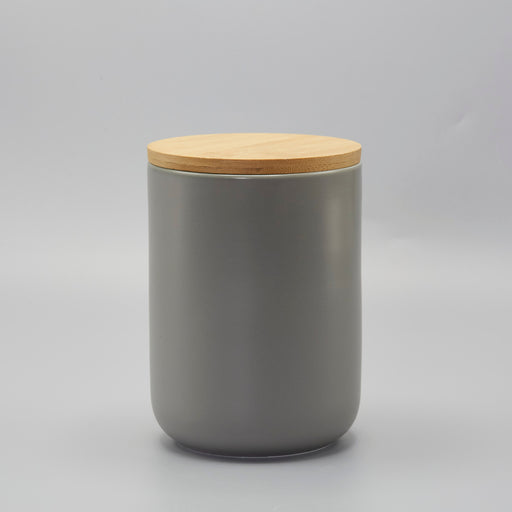 Grey Ceramic Storage Canister Straight - Medium