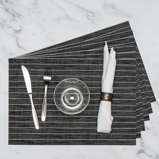 HOME.LIFE Grey Two Tone Striped Placemats - 6 pack