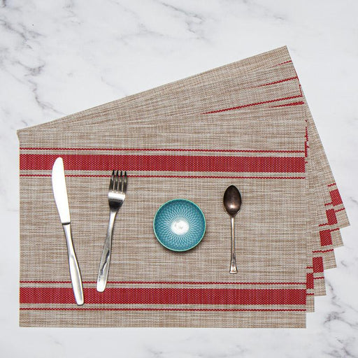 HOME.LIFE Red Border Stripe Placemats - 6 pack