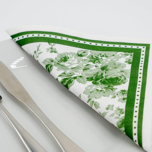 HOME.LIFE Rose Print Linen-look Napkin (25 pack) - green