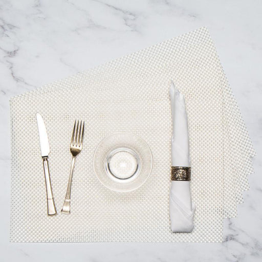 HOME.LIFE White Shimmer Woven Placemats - 6 pack