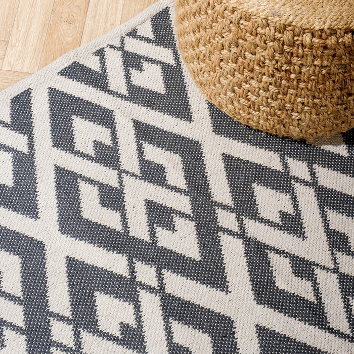 Handwoven Jacquard Rug Multi Diamond - Charcoal (120x180cm)