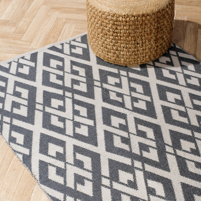 Handwoven Jacquard Rug Multi Diamond - Charcoal (120x180cm)