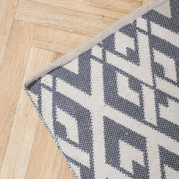 Handwoven Jacquard Rug Multi Diamond - Light Grey (120 x 180cm)