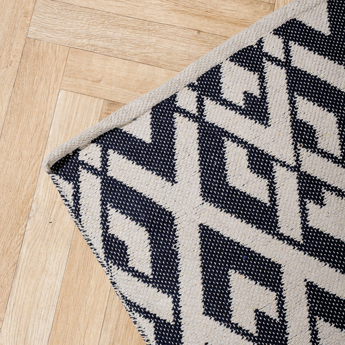 Handwoven Jacquard Rug Multi Diamond - Navy (120 x 180cm)