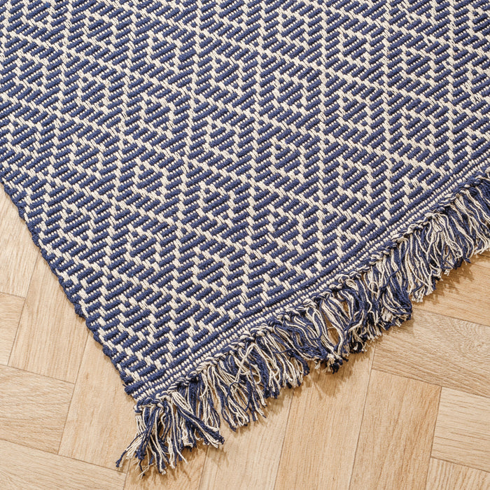 Handwoven Jacquard Rug Small Diamond - Navy (120x180cm)