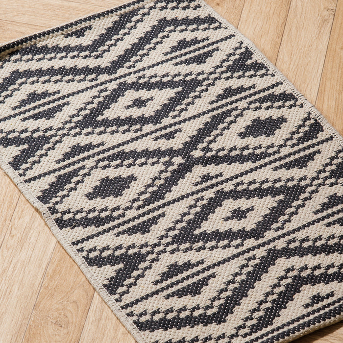 Handwoven Jacquard Rug Geo Diamond - Dark Grey (50 x 80cm)