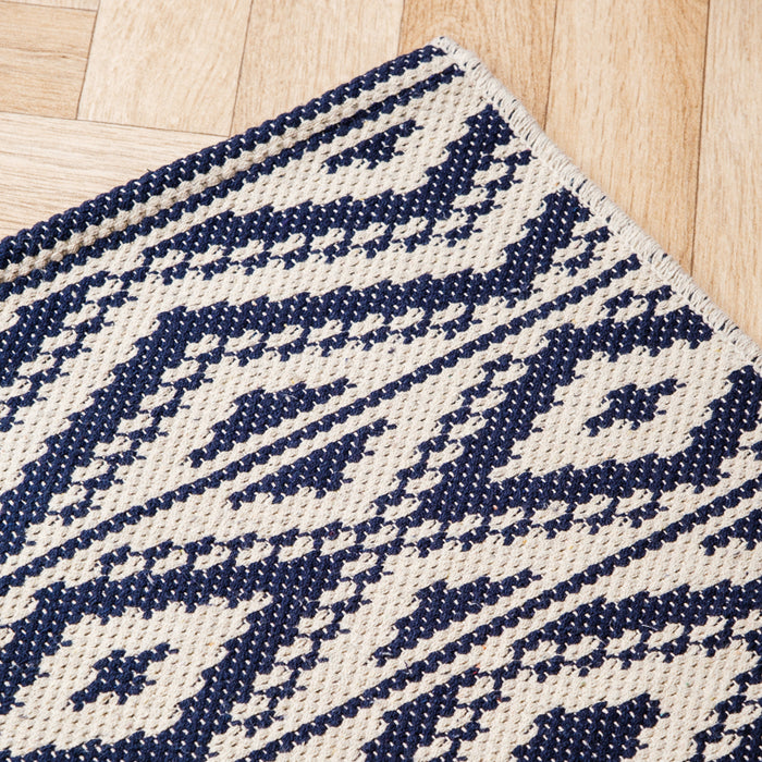 Handwoven Jacquard Rug Geo Diamond - Navy (50 x 80cm)