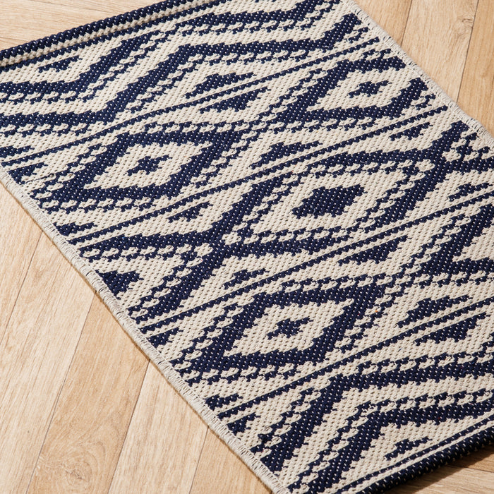 Handwoven Jacquard Rug Geo Diamond - Navy (50 x 80cm)