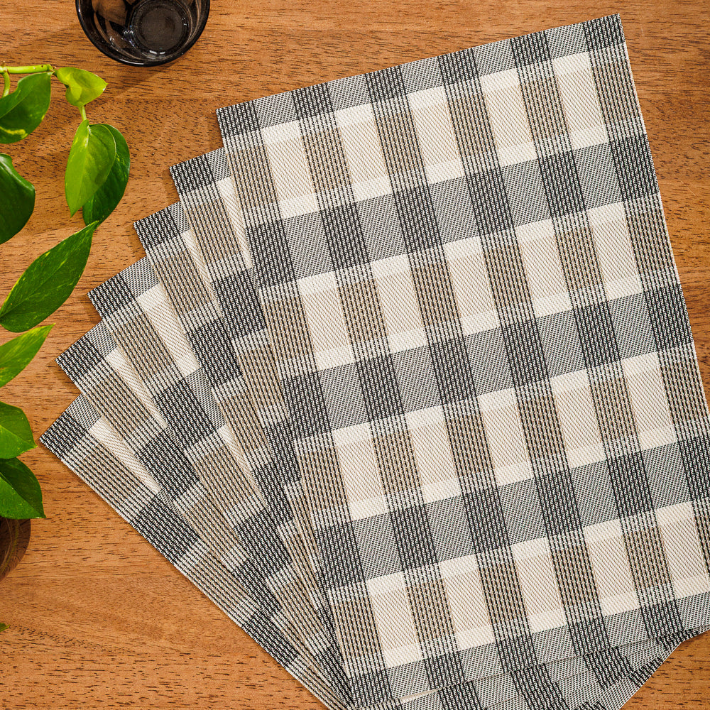 Home.Life Placemats Shaded Tartan Black 6 Pack