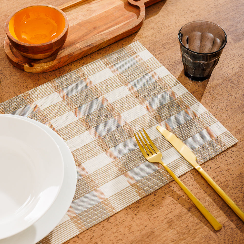 Home.Life Placemats Shaded Tartan Brown 6 Pack