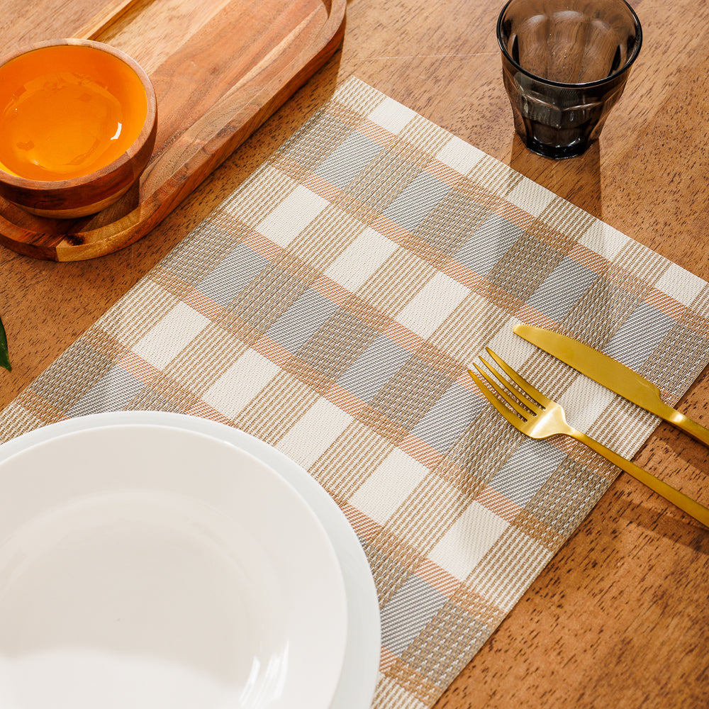 Home.Life Placemats Shaded Tartan Brown 6 Pack