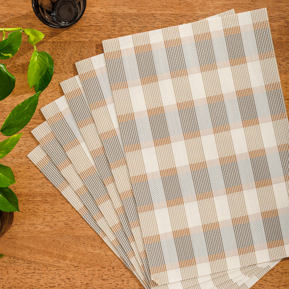 Home.Life Placemats Shaded Tartan Brown 6 Pack