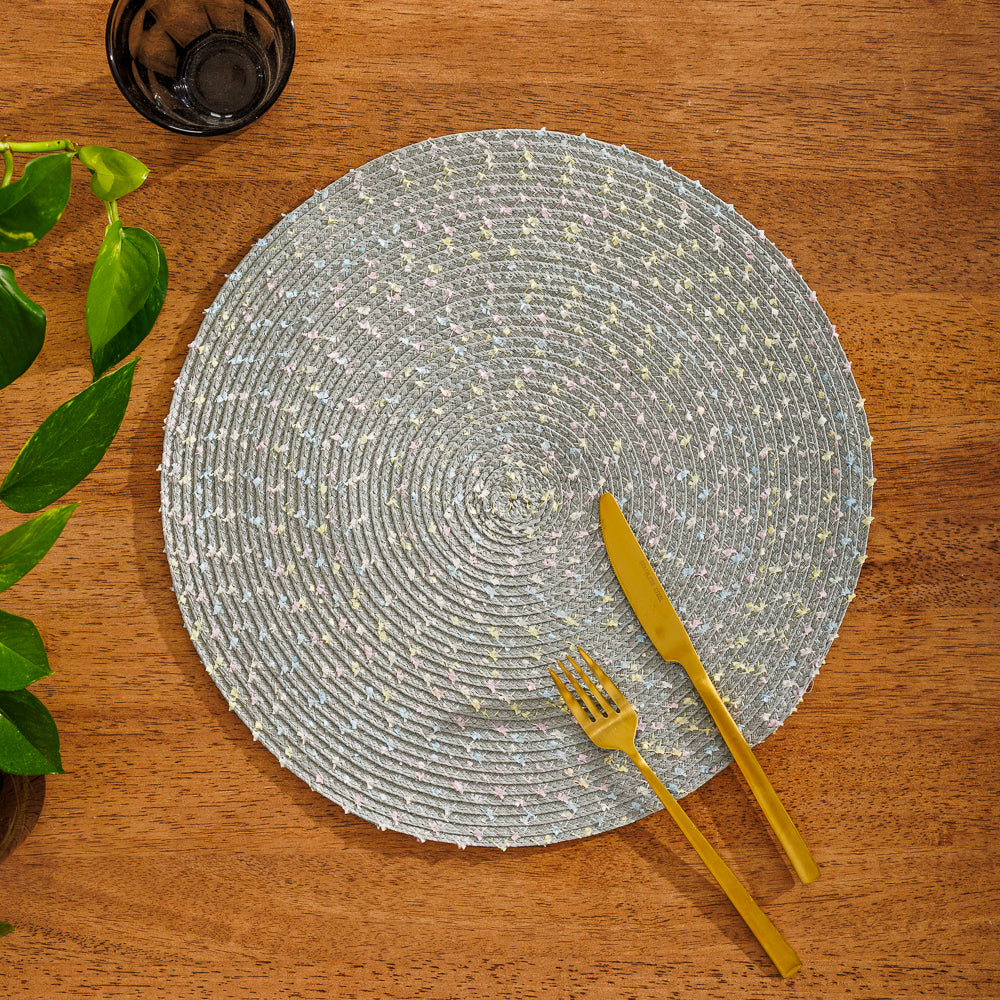 Home.Life Round Placemat Speckled Grey