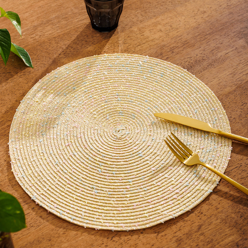 Home.Life Round Placemat Speckled Natural