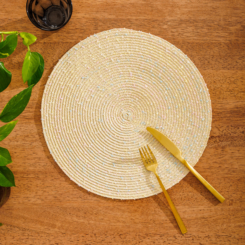 Home.Life Round Placemat Speckled Natural