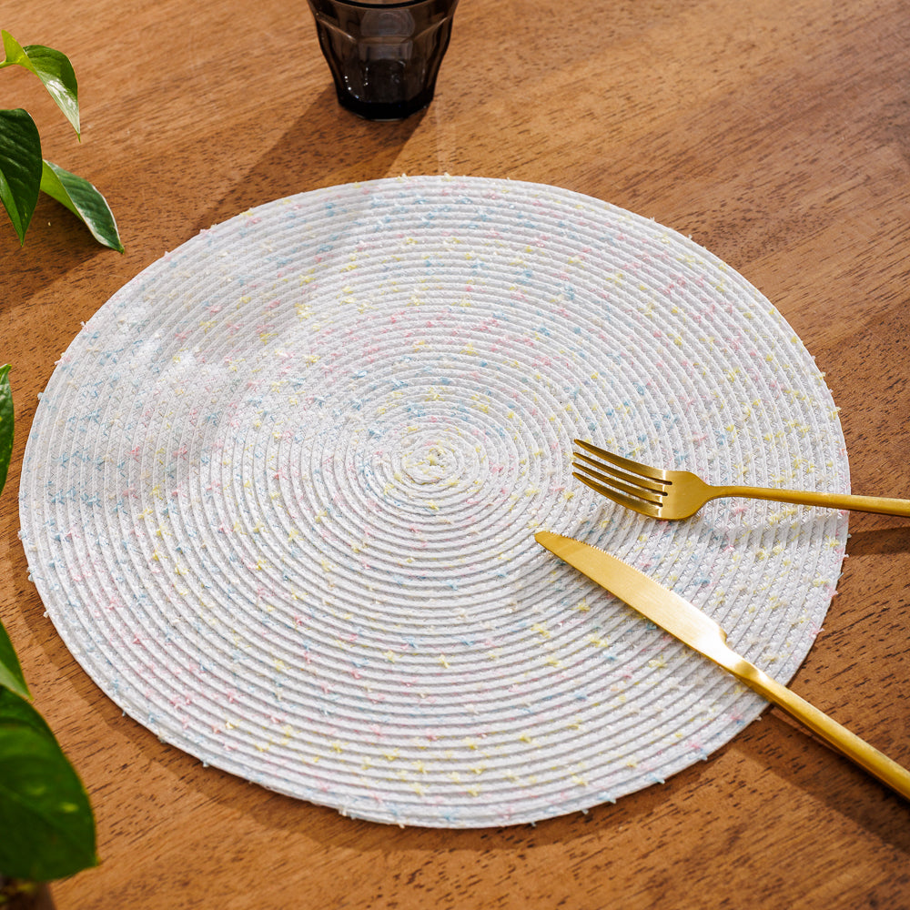 Home.Life Round Placemat Speckled White