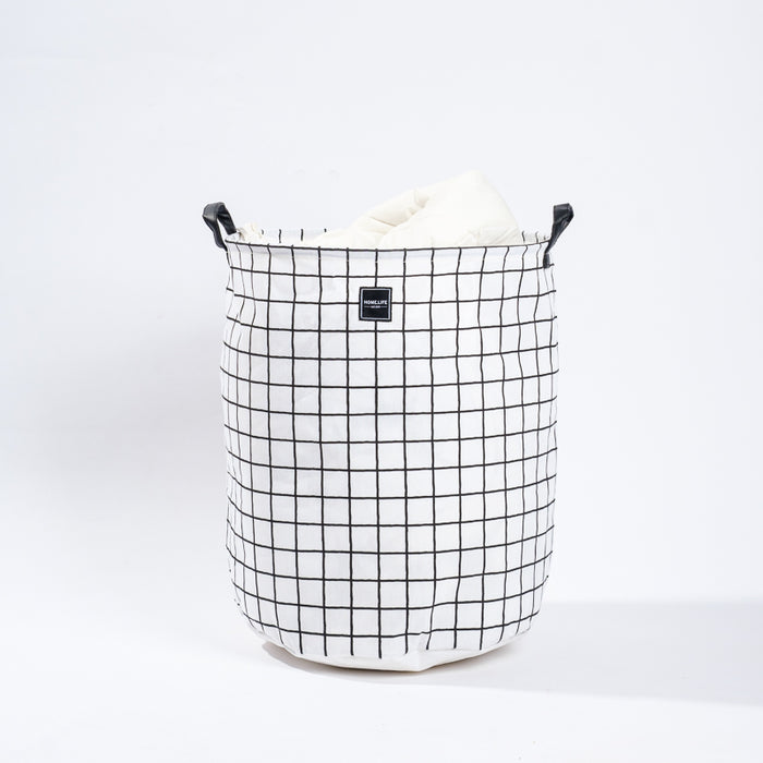 Home Life Canvas Laundry Basket - Black Grid