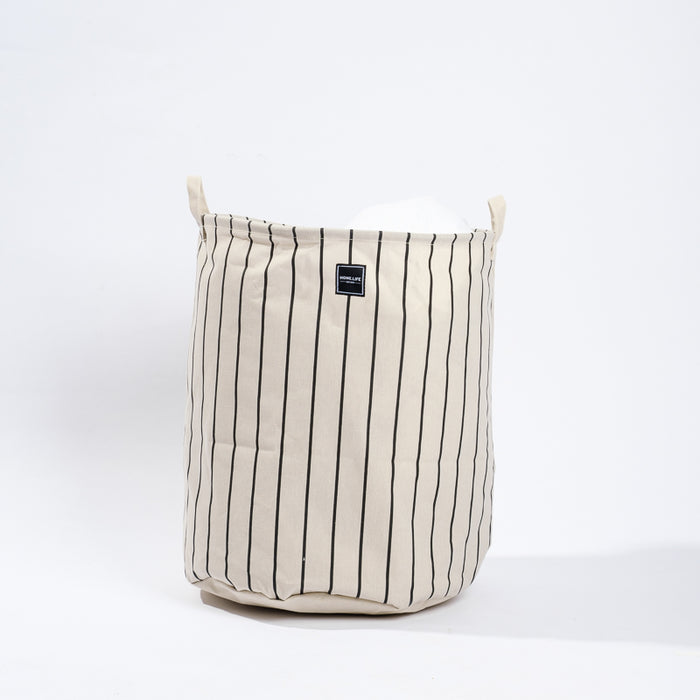 Home Life Canvas Laundry Basket - Black Stripe