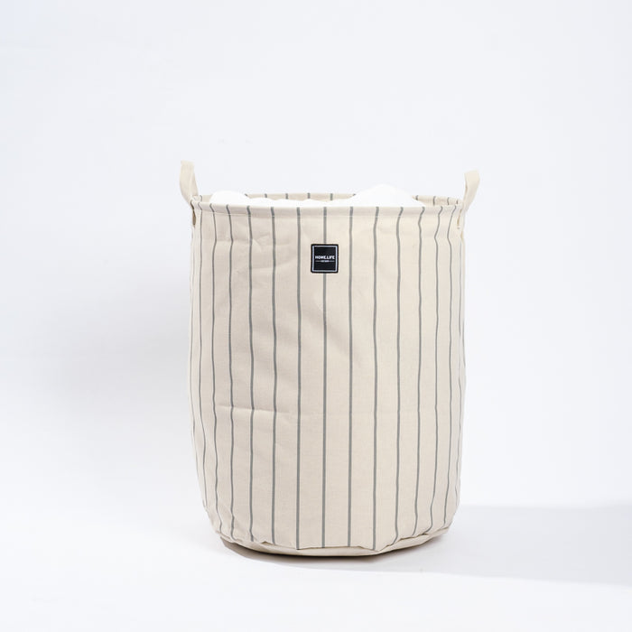 Home Life Canvas Laundry Basket - Grey Stripe