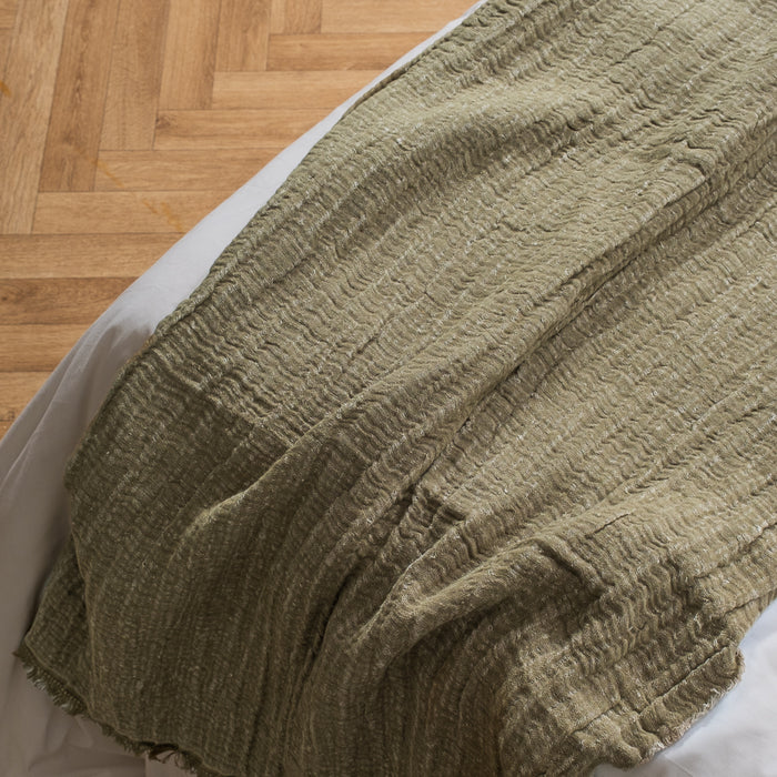 Linen Cotton Throw - Light Green