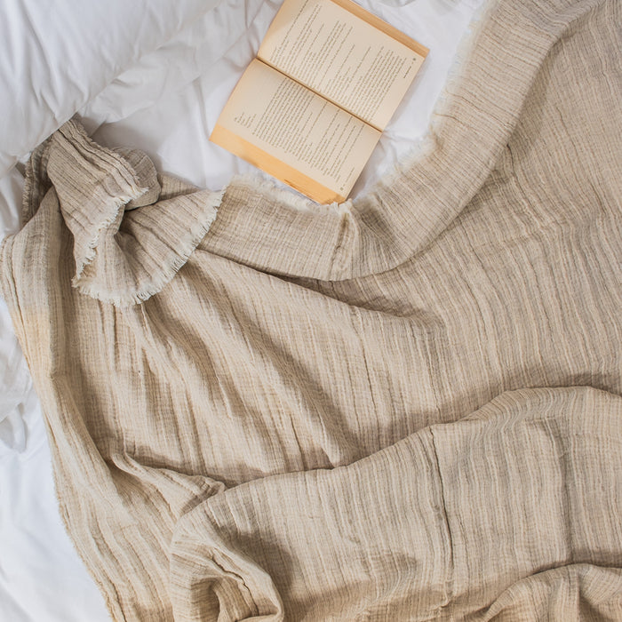 Linen Cotton Throw - Sand