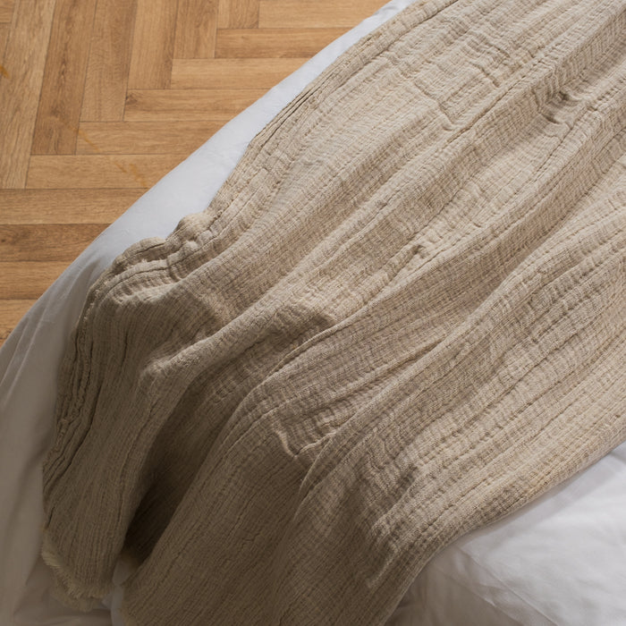 Linen Cotton Throw - Sand