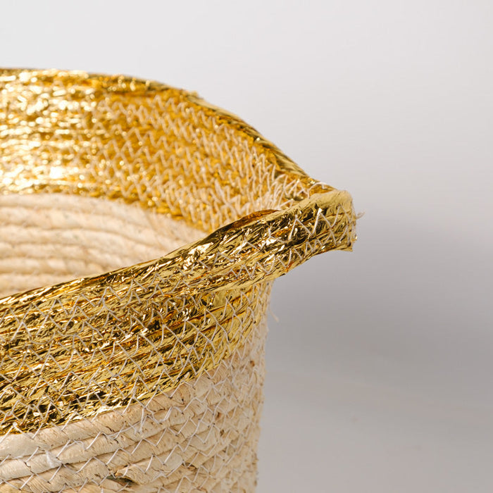 Maize Foil Paper Basket Large - Gold
