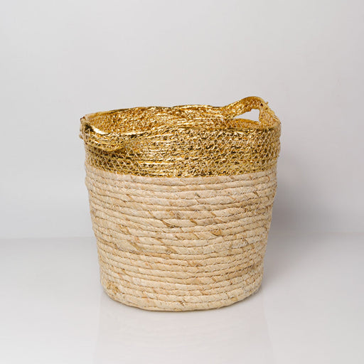 Maize Foil Paper Basket Large - Gold