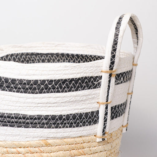 Maize Stripe Basket Medium - Black/White