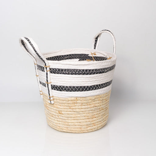 Maize Stripe Basket Medium - Black/White