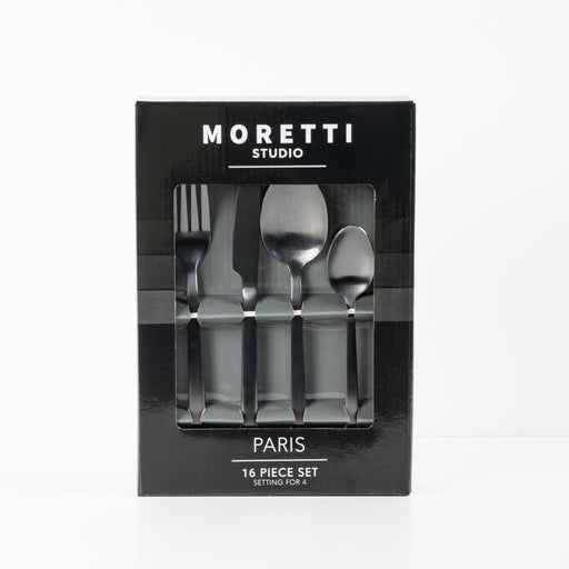 Moretti 16 Piece Black Cutlery Set - Paris
