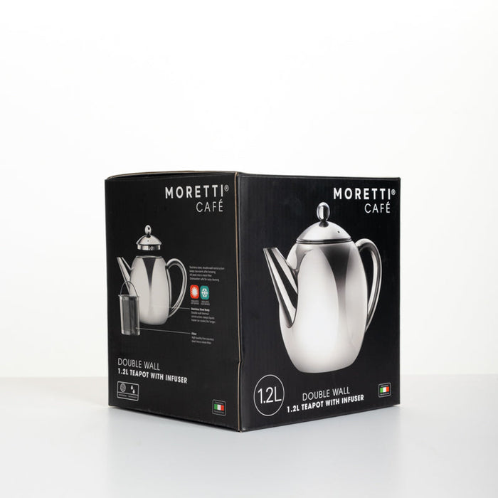 Moretti Café Teapot - Stainless Steel Oval