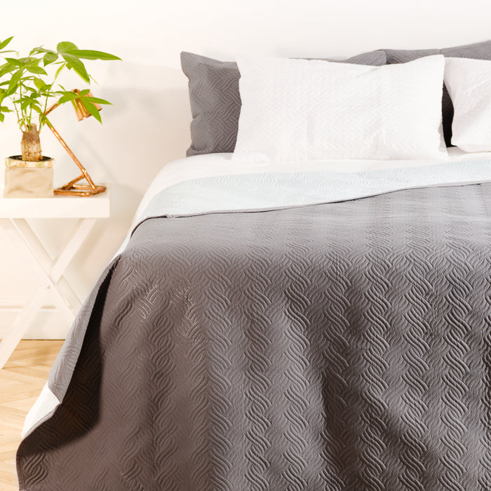 Nest Nova Embossed Reversible Bed Cover - Grey & Duck Egg