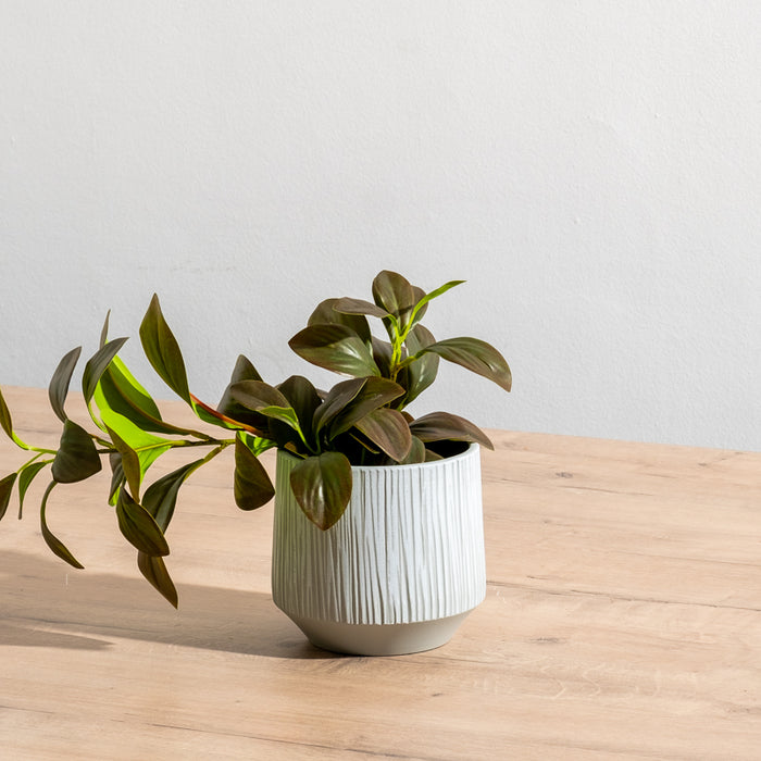 Ceramic Planter Etched - Grey Stripe