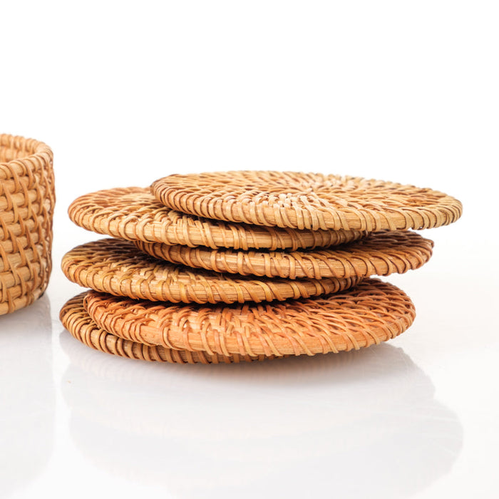 Rattan Coasters with Holder