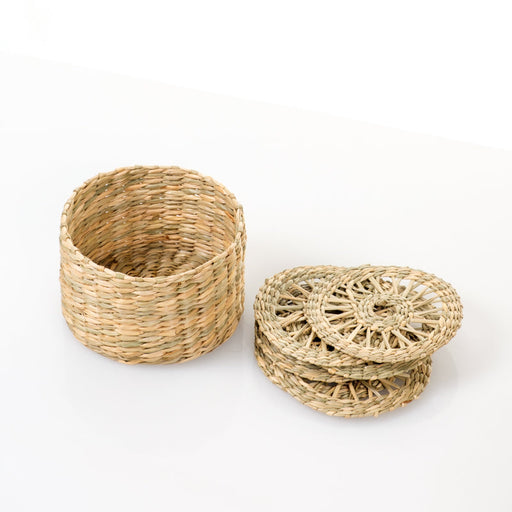 Seagrass Coasters with Holder - 6 Piece