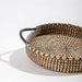 Seagrass Round Weave Tray with Black Handle