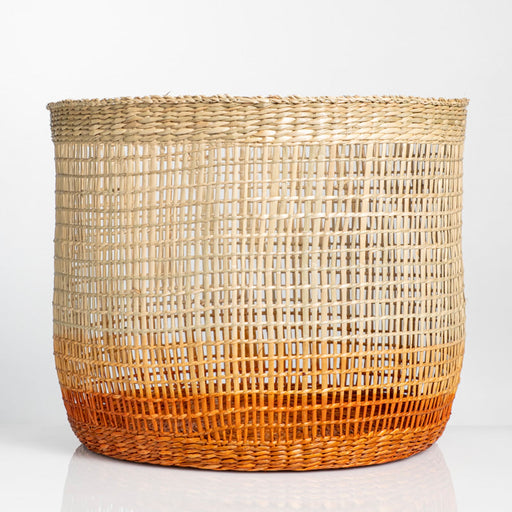 Seagrass Two-Toned Basket Large - Beige & Rust