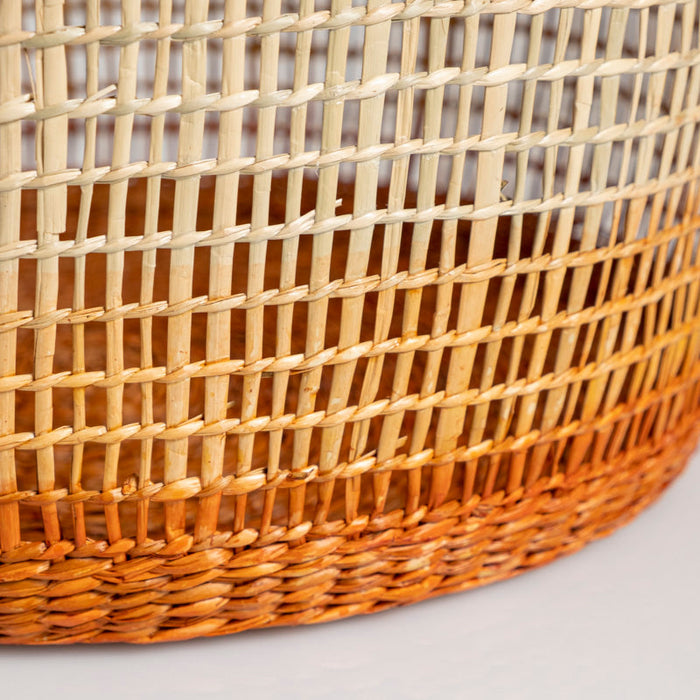 Seagrass Two-Toned Basket Small - Beige & Rust